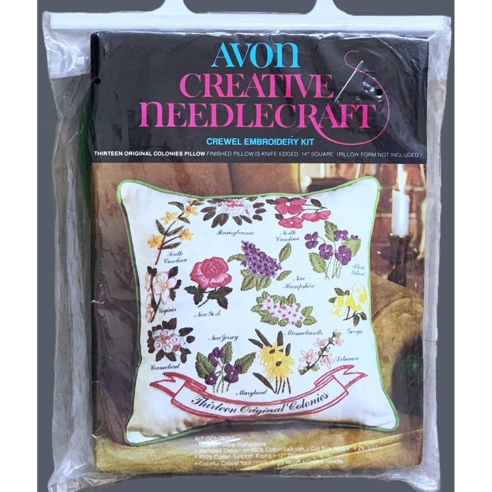 Wildflowers of the 13 American Colonies' Historical Stitch Pillow Kit NOS 1974